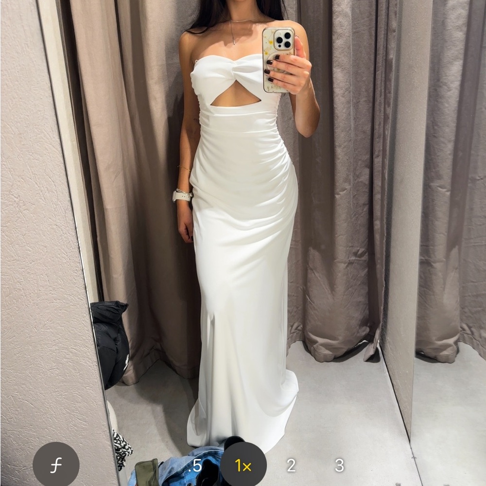Elegant White Strapless Dress ZARA